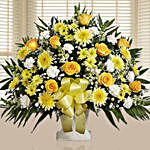 Luxurious Yellow N White Flower Arrangement
