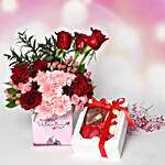Valentines Flowers With Chocolate Box