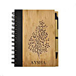 Engraved Text Bamboo Notebook With Pen
