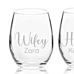 Set of Two Engraved Medium Glasses