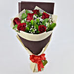 Elegant Rose Bouquet With Chocolate Fudge Cake