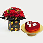 Golden Moment Valentines Flowers With Cake