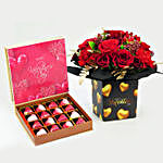 Golden Moment Valentines Flowers With Chocolates