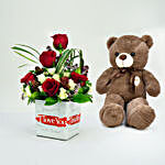 I Love You Flower in a Vase n Teddy Combo