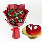 12 Roses n Valentines Day Cake