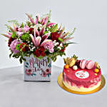 Mothers Day Flowers With Redvelvet Cake