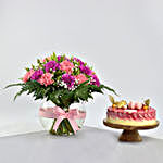 Carnation Flowers and Mother Day Cake