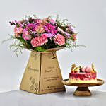 Mix Flowers Beauty Bunch With Cake
