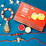 Sneh Delightful Family Rakhi Set Almonds and Soan Papdi