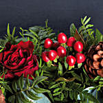 Christmas Wreath With Red Roses