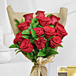 Valentines 12 Roses Bouquet And Chocolates