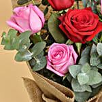 3 Pink 3 Red Roses Valentine Bouquet