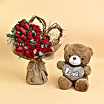 Heart and Roses Bouquet and Teddy