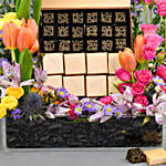 Beautiful Flowers with Chocolate Box