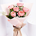 6 Pink Garden Roses Premium Bouquet