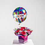 Birthday Flower Arrangement with Balloon