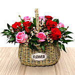 Red and Pink Roses Mini Basket