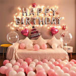 Happy Birthday Pink Theme Balloons Decoration