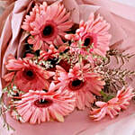 Elegant Pink Gerberas Beautifully Tied Bouquet Standard