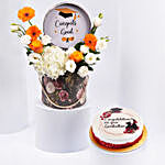 Graduation Flowers Combo In Box With Cake