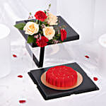 Heartfelt Bliss Cake And Flowers Box
