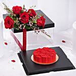 Red Roses And Cake Box