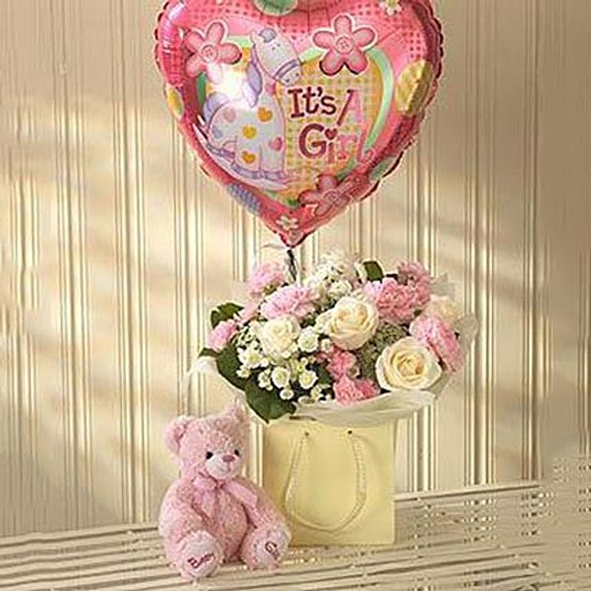 Pink Lullaby Balloon and Teddy Gift Set