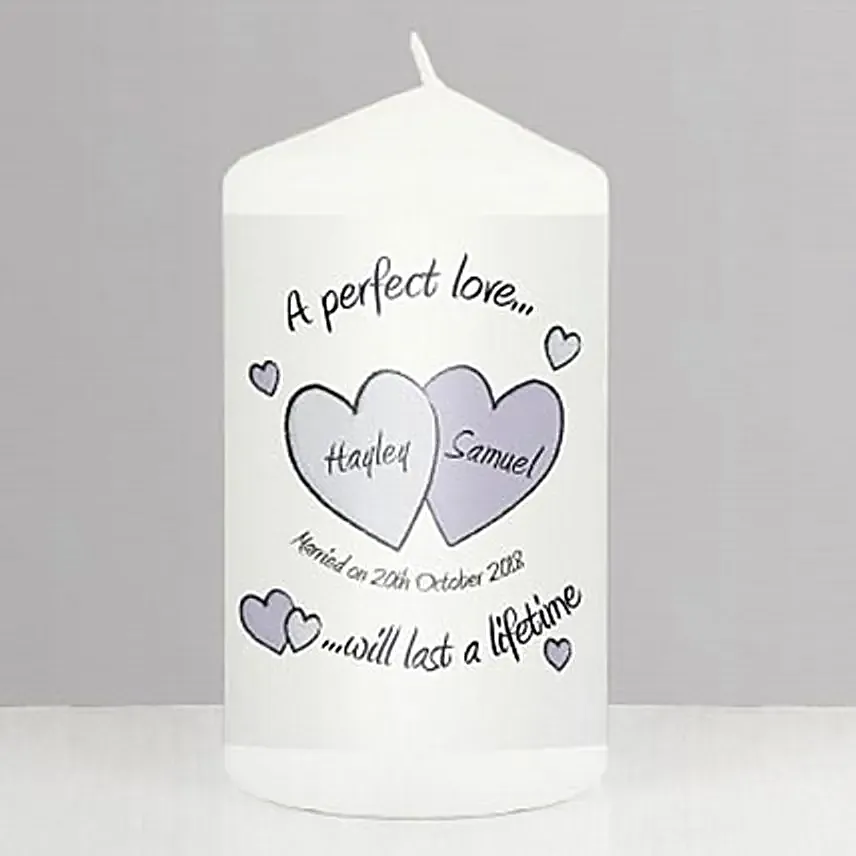 Perfect Love Personalized Wedding Candle:Personalised Candles to UK