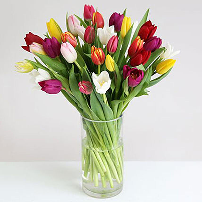 30 Stunning Tulips Bouquet Mixed Color