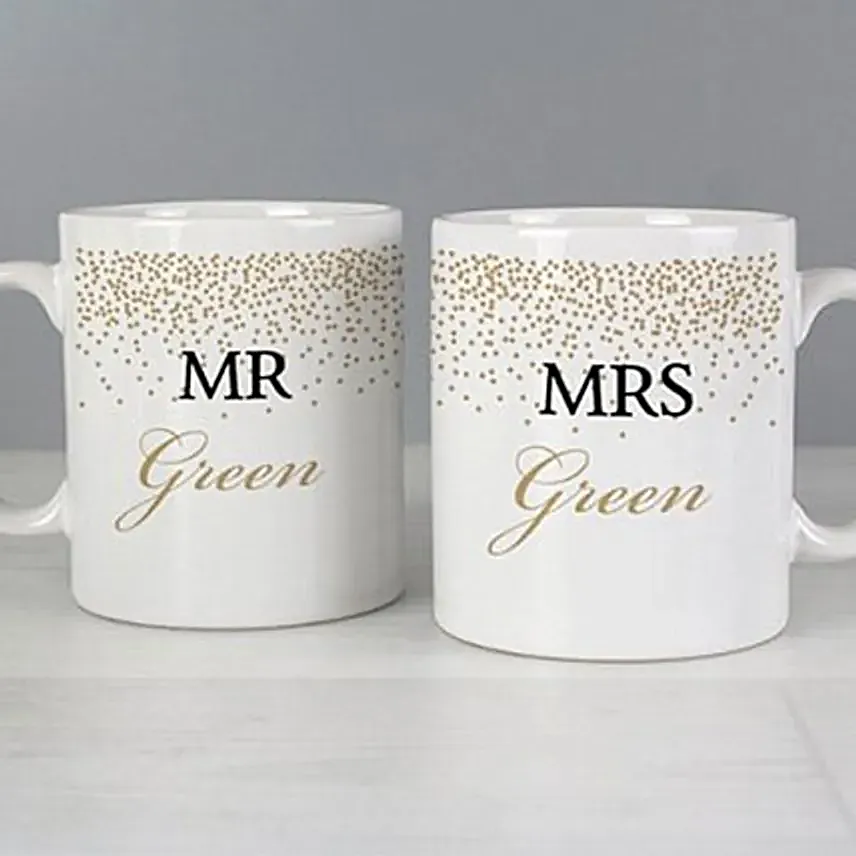 Personalised Gold Confetti Mug Set:Send Personalised Gifts to UK