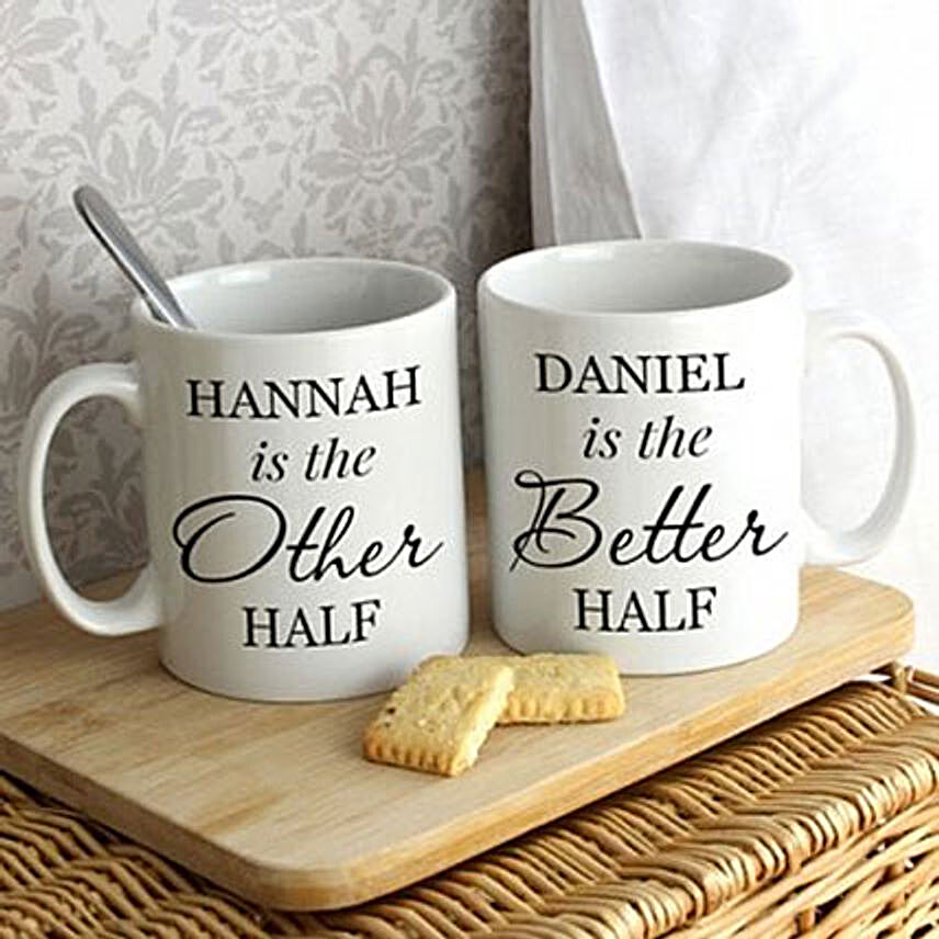 Personalised Other Half And Better Half Mug Set:Personalised Mugs to UK