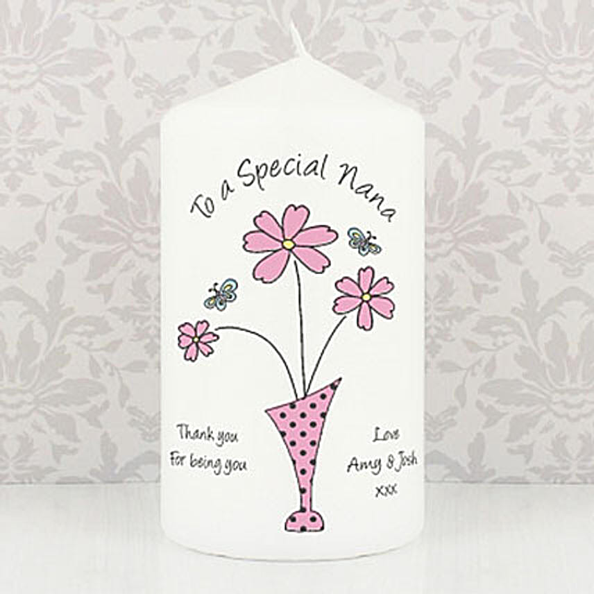 Personalised Flower In Vase Message Candle