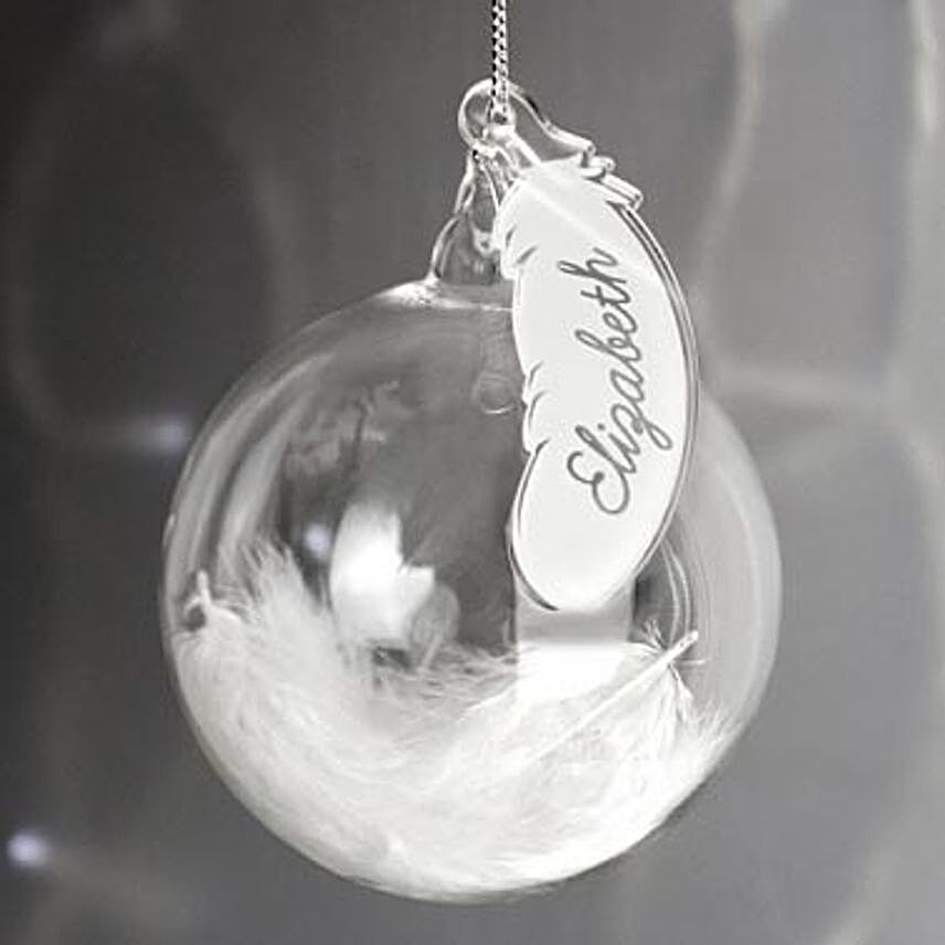 Personalised White Feather Bauble
