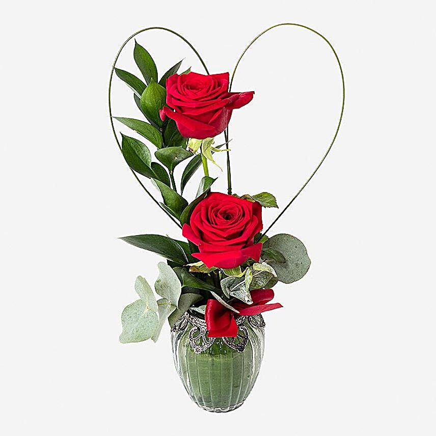 Luxurious Gift Of Two Red Roses:Sympathy N Funeral Flowers UK