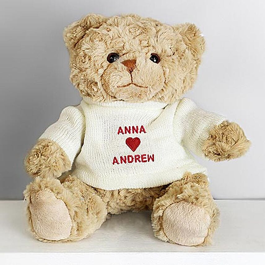 Personalised Love Heart Jumper Message Bear