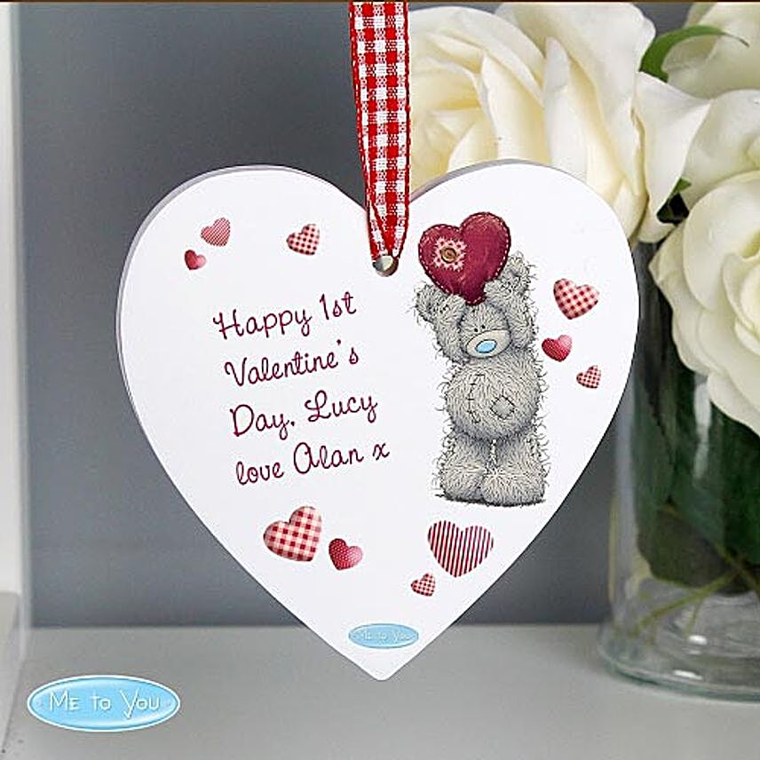Personalised Me To You Heart Wooden Decoration:Send Gifts to Manchester, UK