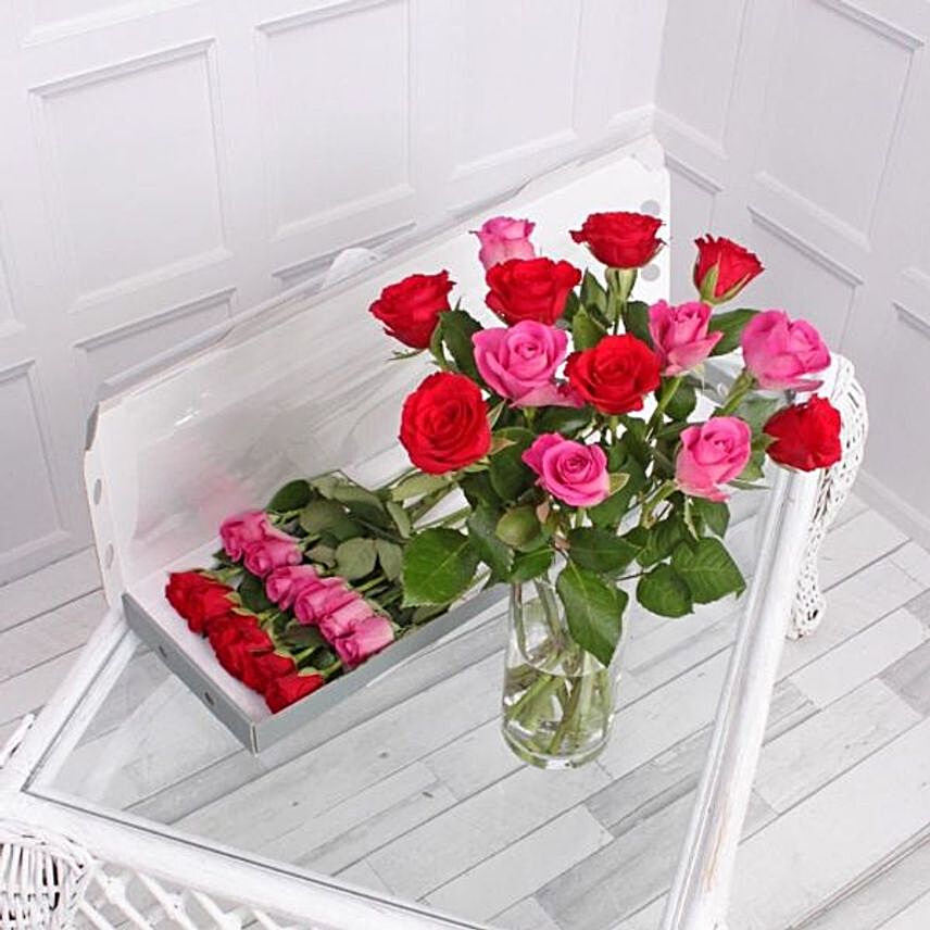 Pink And Red Roses Letter Box:Roses