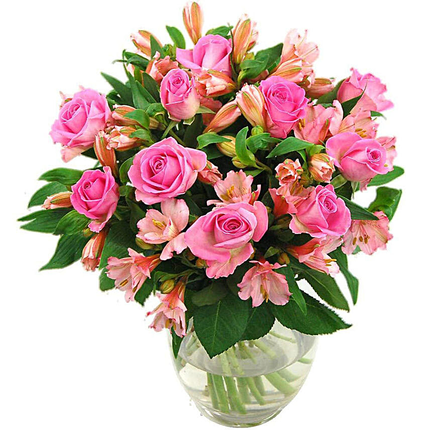 Subtle Alstroemeria And Roses Bouquet