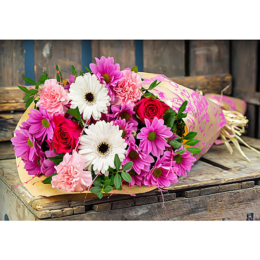 Assorted Mixed Flowers Bunch:Send Carnation Flower to UK