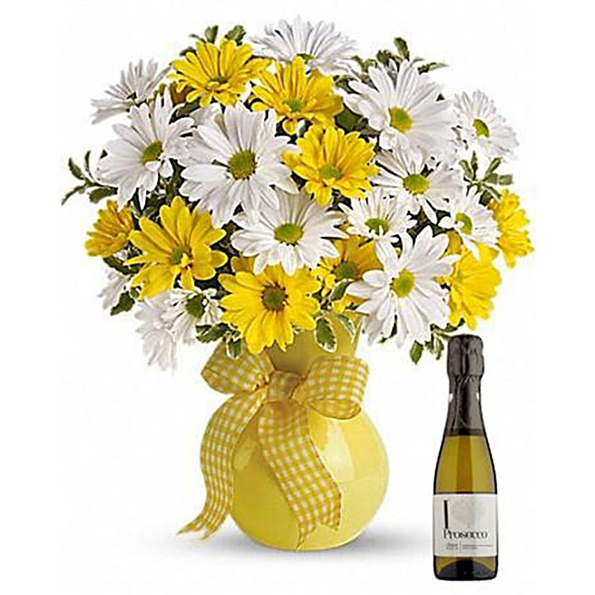 Majestic Chrysanthemums Bouquet With Wine