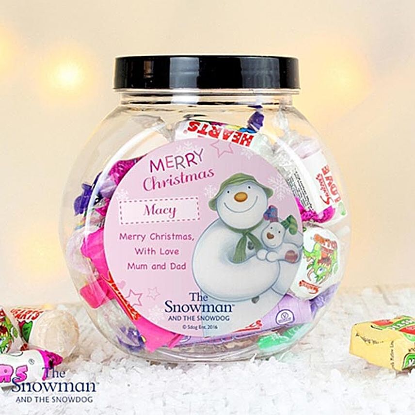 Personalised Snowman Sweets Jar:Christmas Gifts UK