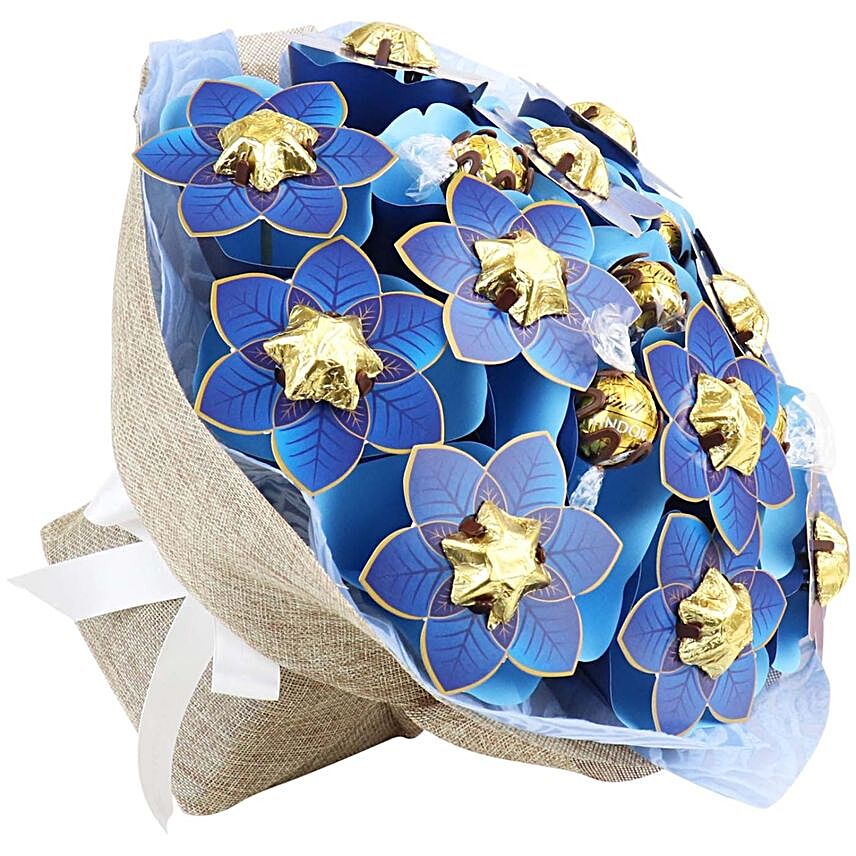 Navy Poinsettia Flower Bouquet Grand:Hanukkah Gifts To UK