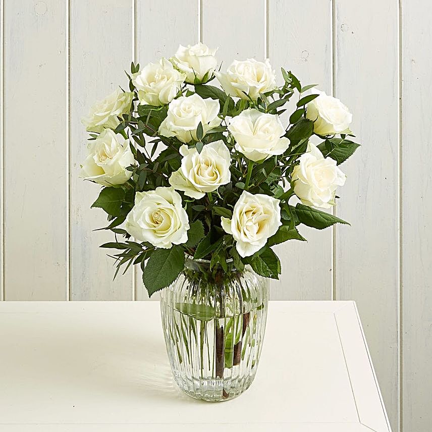Purest White Roses:Sympathy N Funeral Flowers UK
