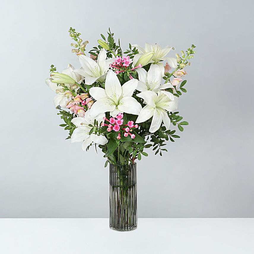 Mixed Flowers Elegant Bunch:Send Lilies to UK