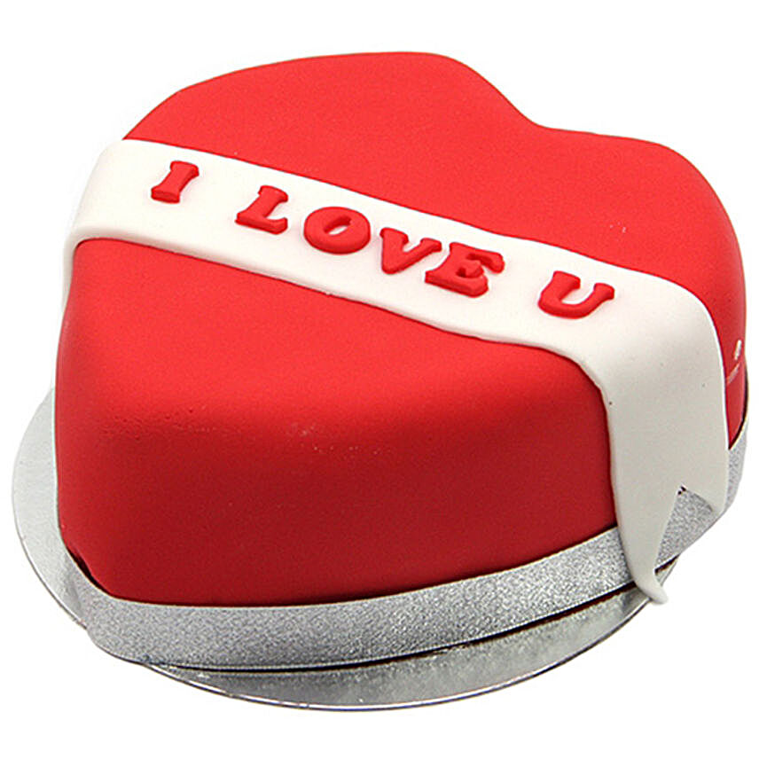 I Love You Ribbon Heart Cake:Send Personalised Gifts to UK