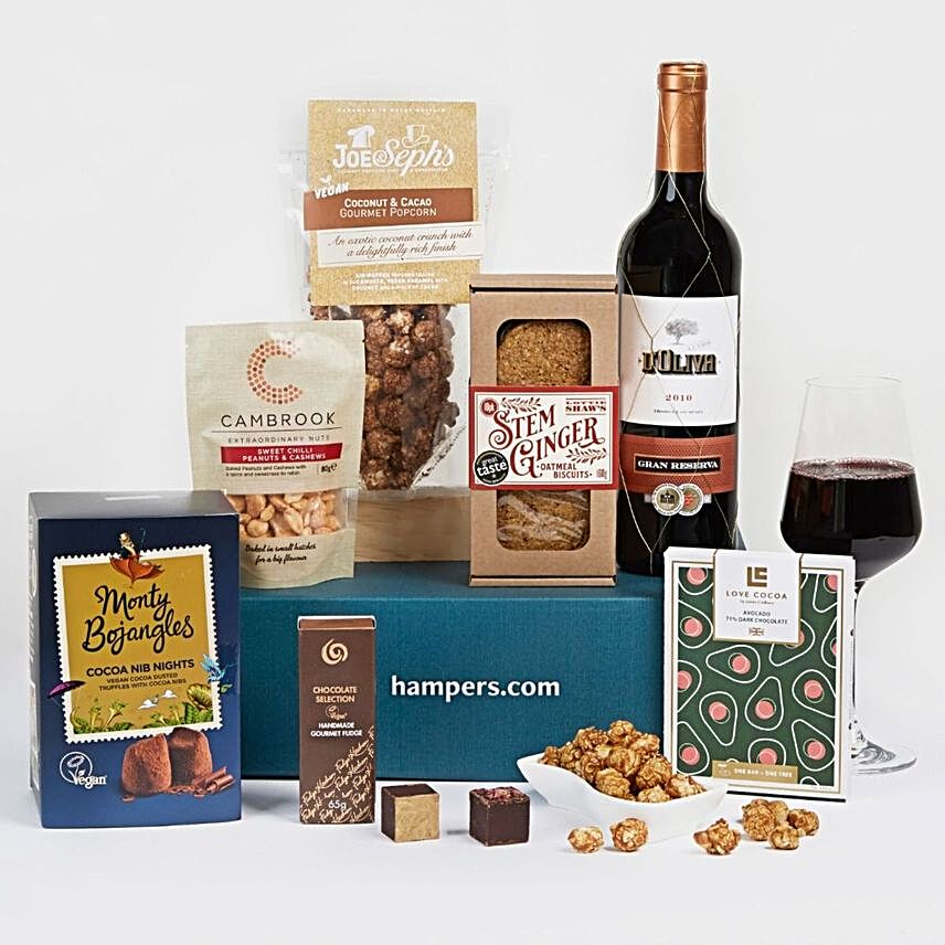 Vegan Hamper With Wine:Gift Baskets to UK