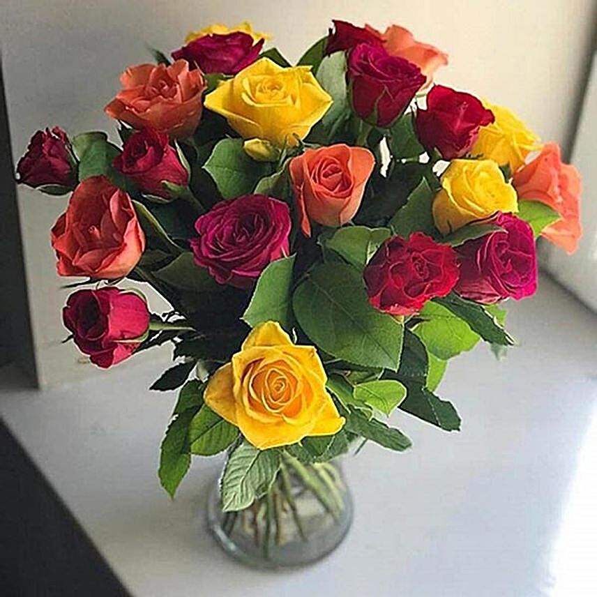 Classic Multicoloured Rose Arrangement
