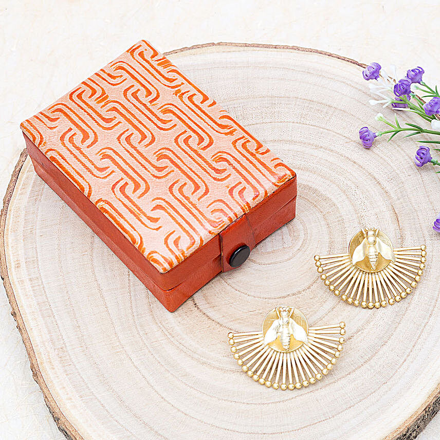 Crescent Earrings And Orange Jewellery Box