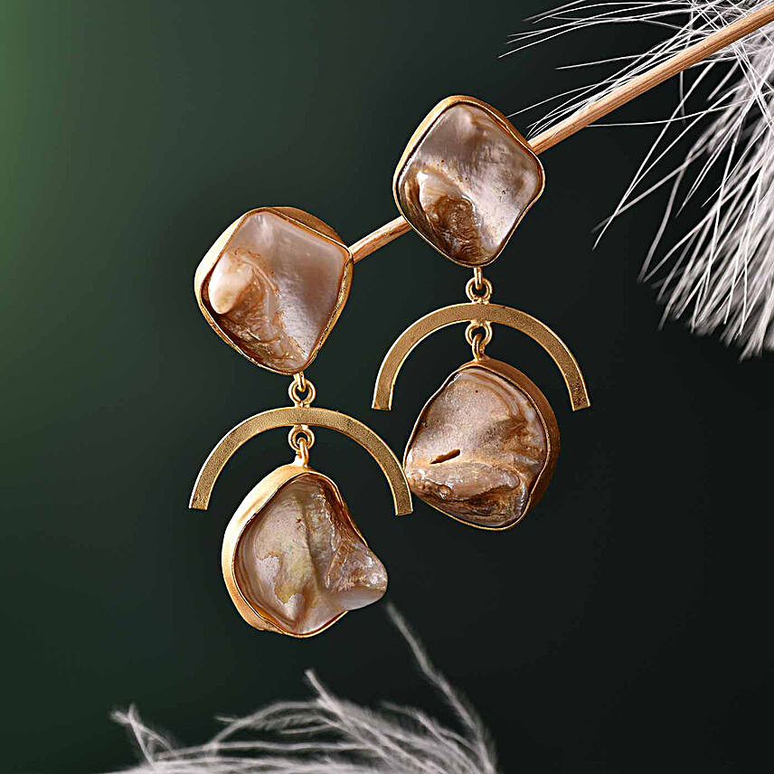 Baroque Pearl Tumble Shaped Earrings:Send Karwa Chauth Gifts to UK
