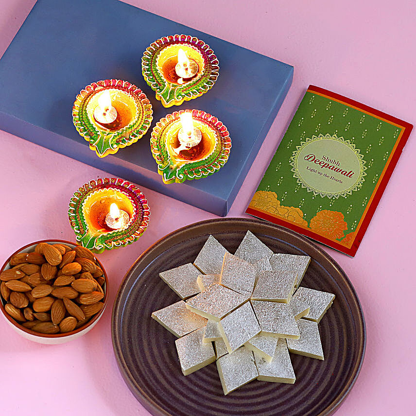 Diwali Special Diyas And Tasty Treats Hamper:Gifts to Birmingham